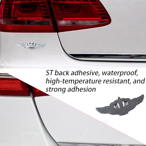 Image of Wing Crown Emblems,Crystal Diamond Crown Car Stickers Decals Decoration for Car SUV Window Laptops Luggage (Silver)