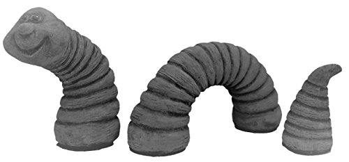 Junior Worm 3 piece set Stone concrete Garden Ornament Hand Cast, Coloured and Finished Total weight 1.25 kilos.