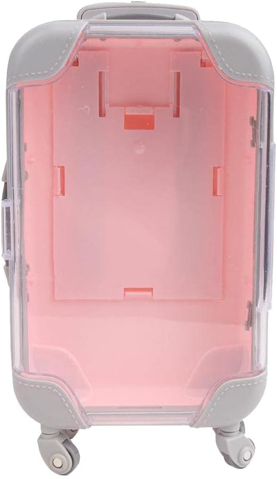 Fashion Doll Suitcase Travel Case Trunk for 18 Inch Doll Gift, Pink - B
