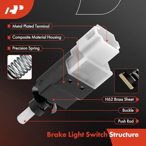 A-Premium Brake Light Switch Lamp Compatible with Volvo XC90 2003-2014, S60 2001-2006, XC70 2003-2007, S80 2001-2006, V70 2001-2007, 2 Pins, Replace# 86220647, 86220640