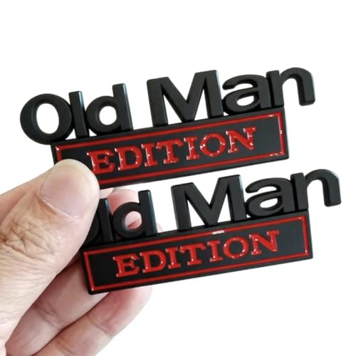 2pcs Old Man Edition 3D Emblem Sticker Badge Fender Funny Old Man Edition Decals Car Truck Replacement Door Decoration for Universal Vehicle SUV Motorcycle