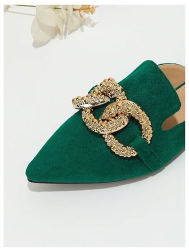 Verdusa Women's Metal Ring Point Toe Mule Shoes Slip on Suede Dressy Shoes 5