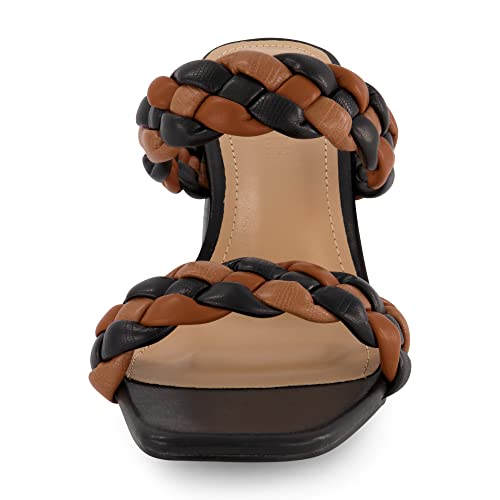Dunes + Cushionaire Technology Women's Iris Braided Heel Sandal +Memory Foam And Wide Widths Available, Black/Brown 9 #TOP2