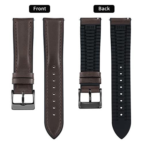 Image of BINLUN Leather Watch Band 14mm 16mm 18mm 19mm 20mm 21mm 22mm Quick Release Premium Oil Wax Leather and Breathable Silicone Hybrid Watch Bands Replacement Strap for Men Women