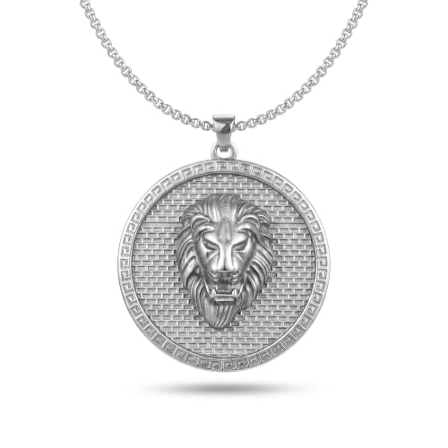 Image of THE MEN THING LION REIGN - 37mm Titanium Steel Pendant with 24inch Round Box 5mm Chain for Men & Boys