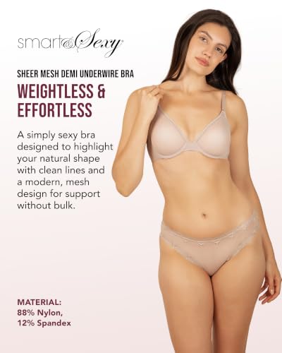 Image of Smart & Sexy Women's Sheer Mesh Demi Underwire Bra - See Through Bras