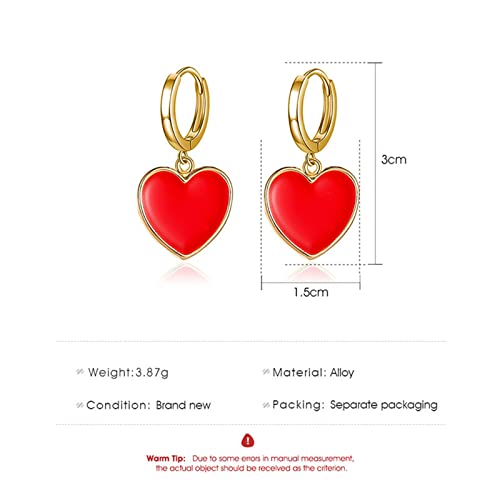 Onlyjump 14K Gold Plated Huggie Earrings Cz Tiny Small Hoop Earrings Red Enamel Heart Ear Cuff Initial Huggies Earrings Minimal Jewelry For Women Girls (Red Heart) #TOP6