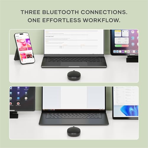 Image of Satechi OntheGo Bluetooth Mouse with USB C Rechargeable Battery, Connect up 3 Devices, Compact and Portable Wireless Mouse for Laptop, Computer, Tablet - Black