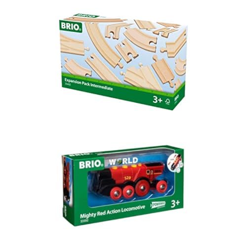BRIO Expansion Pack: Intermediate & Mighty Red Action Locomotive Bundle