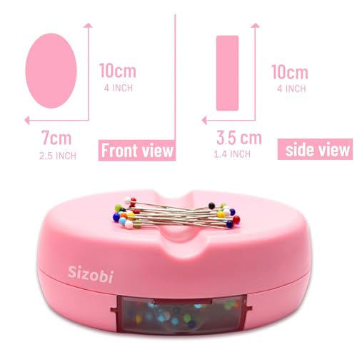 Image of Sizobi Magnetic Pin Holder with 100 Pcs Ball Head Straight Pins, Needle Magnetic Quilting Pins Holders Organizer, Bobby Pin Holder, Paper Clip Holder