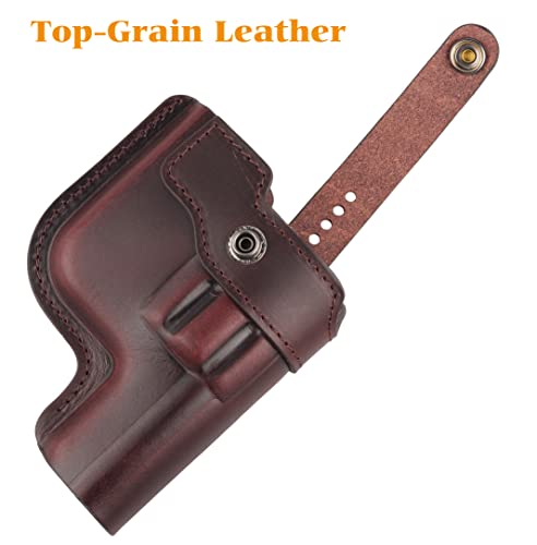 Top-Grain Leather Owb J Frame Revolver Holster Fits Ruger Sp101, S&W 317 437 637, Taurus Model 605 2" 856 2" And Other J Frame Revolvers With Hammer - Right Hand #TOP3