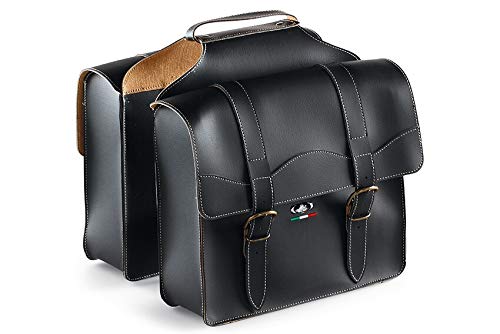 FAHRRADTASCHE Leder 2-Fach GEPÄCKTRÄGERTASCHE DOPPELPACKTASCHE ?Bauletto? Art.Nr. 0024 MONTEGRAPPA schwarz - Made in Italy Cover