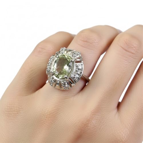 Bague halo améthyste verte et argent véritable contre les bijoux ternes - 4