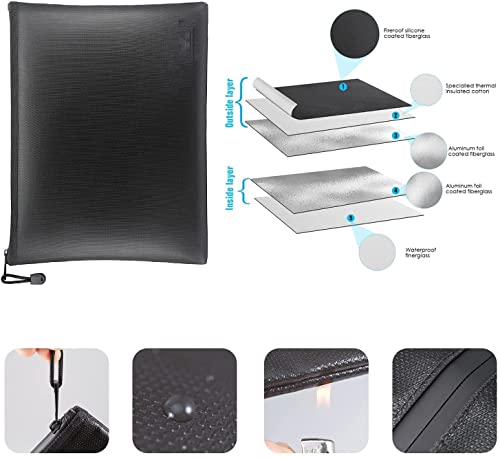 Qlash Fireproof Document Bag, Waterresistant And Fireproof Document Bag, Fireproof Safe Storage Pouch With Zipper, Money Bag For Cash, Passport, Ipad Mini (11" X 8") #TOP3