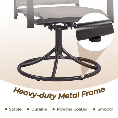 Yaheetech Outdoor Patio Swivel Chairs, Set of 2 Rocker Dining Chairs with Texteline Fabric and Metal Frame for Lawn Deck Backyard, Brown - Image 8