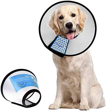 Supet Dog Cone Adjustable Pet Cone Pet Recovery Collar Comfy Pet Cone Collar Protective Collar for After Surgery Anti-Bite Lick Wound Healing Safety Practical Plastic E-Collar