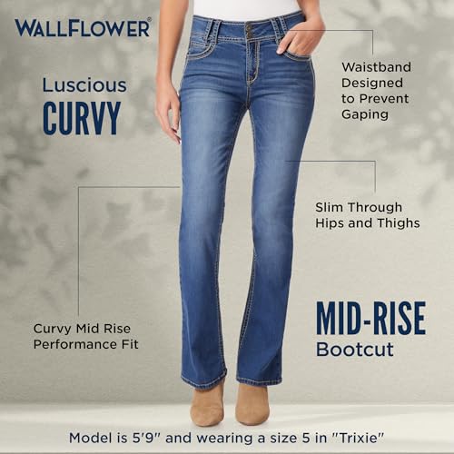 WallFlower Women's Luscious Curvy Bootcut Mid-Rise Insta Stretch Juniors Jeans (Standard and Plus)4