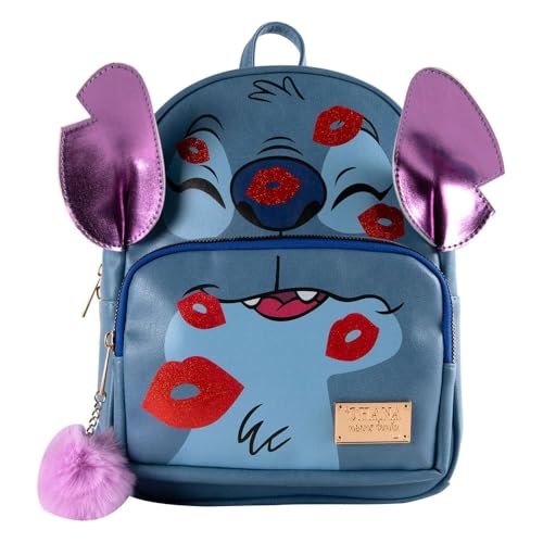 Mochila Stitch Disney Cerdà el regalo perfecto en piel sintética azul Besos