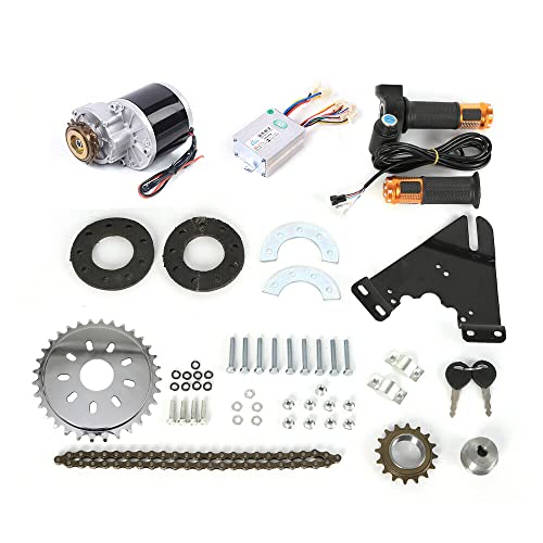 KONKENIE 36V 350W Electric E-Bike Conversion Twist Kit with Brush Motor&Freewheel Universal Bicycle Sprocket&Components Mountain Bike Conversion Set for DIY Converting Assembling (350W 36V,Twist Kit)