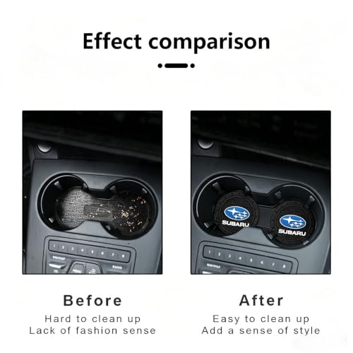 Image of Black Silicone Car Coasters for Subaru Series Series Non-Slip Car Cup Holder Coasters,Car Interior Accessory for Car Cup Holder 2.75IN 2Pack