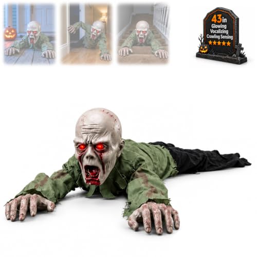 Crawling Zombie Animatronic Halloween Remote Control Decoration Prop Motion