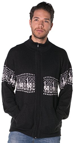 Gamboa - Alpaca Cardigan - Turtleneck Cardigan - Black with White Details