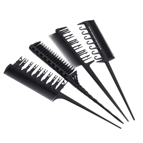 DEARMAMY 4piezas Peines Para Teñir y Peinar Cabello Mango Cómodo Herramientas Para Estilistas Punta Redondeada