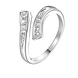 dufu-beauty-store. Charming Stylish Silver Plated Brass Finger Rings Inlay Zircon Luxury Wedding Party Open Ring for Women