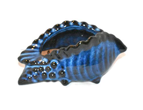 New 7" Cobalt Blue Conch Shell Reactive Glaze Planter Plant Pot