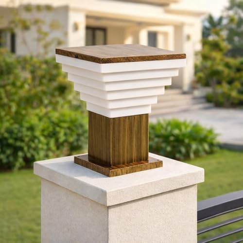 Image of Modern Golden Antique Finish Outdoor Gate Pillar Light - Waterproof Garden Entrance Lamp for Home Entrance, Garden, Villa Entrance, Hotel & Restaurant Outdoor Area (Pack of 2) (Without Bulb)