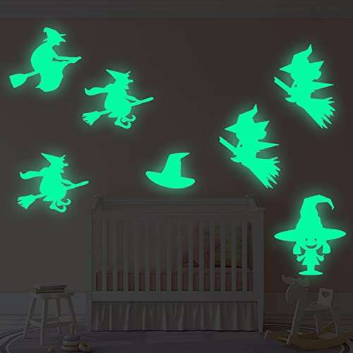 1Set Halloween Luminous Wall Decor Stickers Removable Halloween Witch Diy Sticky Mural Stickers Decals For Home Living Room Bedroom Bathroom Chalk Sticker For Wall #TOP3