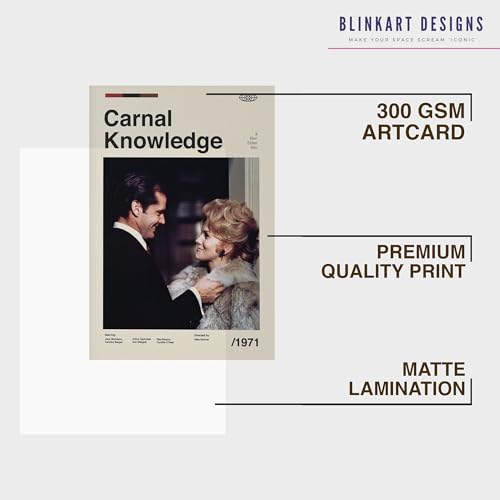 Image of BLINKART Carnal Knowledge Movie Poster Frame 8x12 Inch | Premium 300 GSM Paper Wall Print | Mid Century Vintage Film Artwork for Home, Bedroom, Living Room, Office | Framed Photo Decor