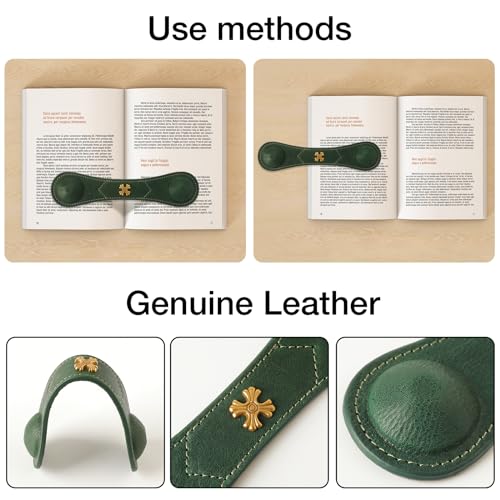 Image of Book Weight Holder Wooden Thumb Book Page Open Weighted Bookmark Corner Reading Accessories Office Desk Decor Executive Gift for Writer Reader(Bookmark Page Holder-Green)