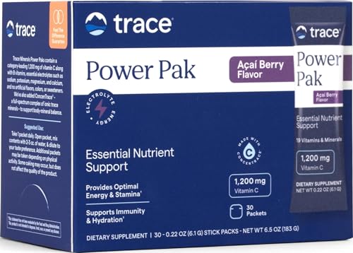 Trace Minerals Power Pak Electrolyte Powder Packets, Acai Berry, 30 Ct