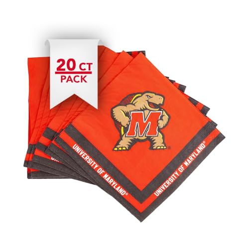 Desert Cactus University of Maryland Disposable Napkins Terrapins UMD Terps 20 Count 2 Ply 13 inch Square Party Celebration (Design A)