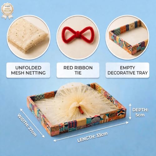 Image of Awestuffs Premium Gift Box Setof 2 with Ribbon Closure, Luxury Decorative Gift Packaging Boxes for Birthday, Wedding, Anniversary, Festival, Return Gifts, Corporate Gifting & Special Occasions (Multicolour, Gift Tray)
