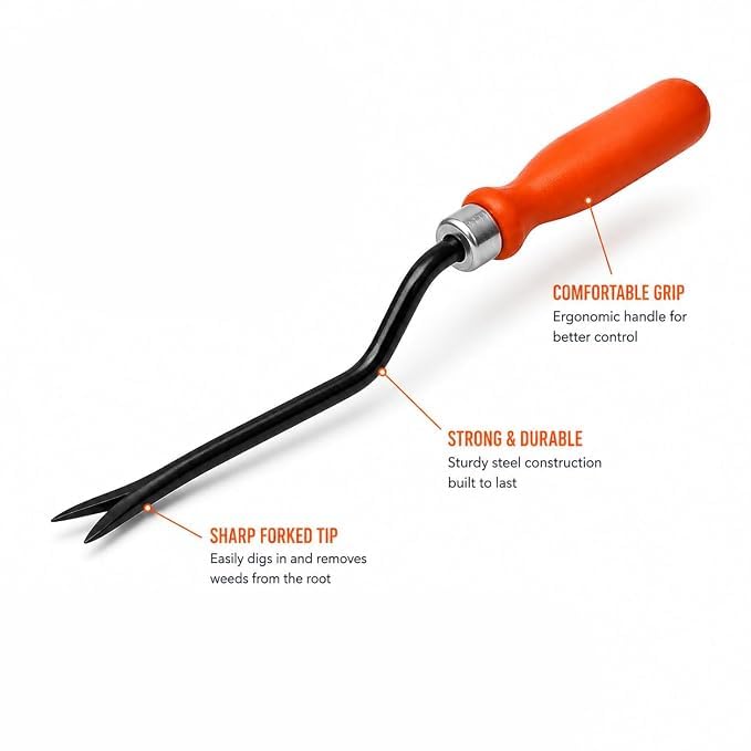 Image of Gardening Hand Weeder Tool | Heavy Duty Iron with Ergonomic Handle | Durable Weed Remover for Lawn, Vegetable Garden & Root Extraction(GTK)
