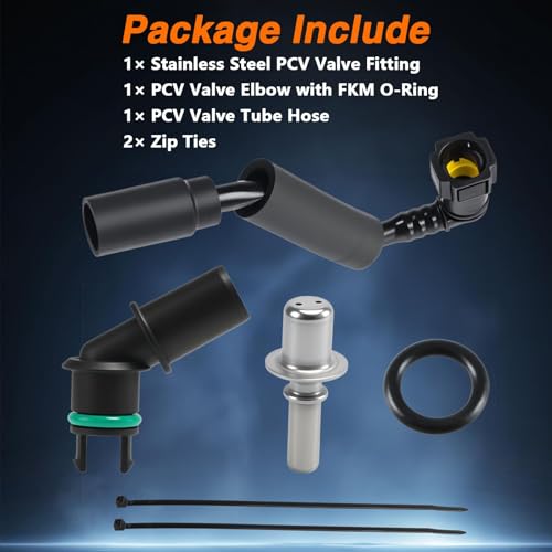FUSCH Positive Crankcase Ventilation Valve Tube Hose and PCV Valve Fitting Adapter Connector Kit Compatible with Chevy Traverse Buick Enclave GMC Acadia 2012-2017 Replace# 12648138 12681693 12583384
