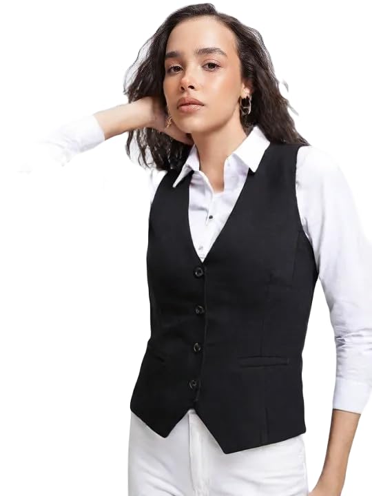 WaistCoat,RegularFit WaistCoat,Black WaistCoat,Cotton Blend WaistCoat,Casual WaistCoat,Office Wear WaistCoat,Women WaistCoat,WaistCoat04.