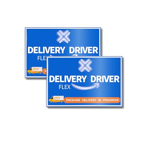 Flex Delivery Driver Car Magnet Signs 2-Pack, Reflective Vehicle Magnets for Car, Strong Waterproof Magnetic Delivery Sign, 12" x 8", Blue & Black