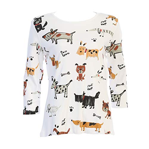 Jess & Jane Critters Dog Lovers Print Cotton Top - 14-1442