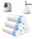 DASHUI 90 Stück Mülltüten mit Tragegriff Selbstreinigende, Katzenklo Beutel für Katzentoilette 50 * 45cm Katzentoilettenbeutel Mülltüten mit Zugbändern Biologisch Abbaubar Langlebige Reißfest Flüssigk