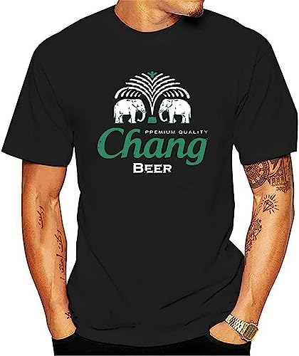 Chang Beer T-Shirt ThailandElefantBangkokLogoHangoverFunKult100% Cotton Short Sleeve O-Neck Tees Shirt Black