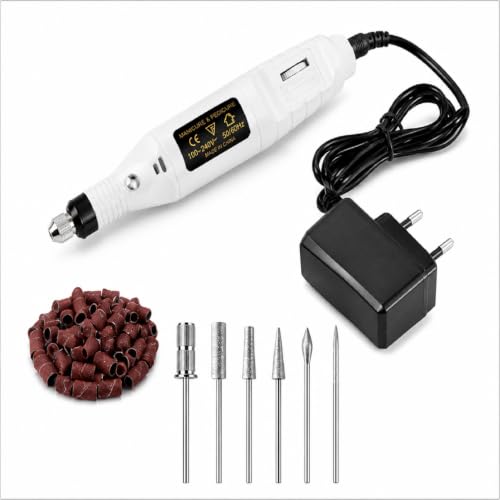Professional Electric Nail Drill Machine Kit with 6 Drill Bits 20 000 RPM Adjustable Speed Double Bearing Handpiece for Acrylic Gel Removal Manicure Pedicure & Nail Art