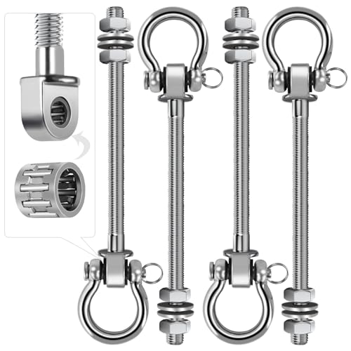 4 Piezas Pernos Soporte Anclaje de Techo 23.5cm FoiiLiio Ganchos para Columpio M10, con Rodamiento Acero Inoxidable Soporte Saco Boxeo Pared para Vigas de Madera, Hamacas, Yoga, 675 kg