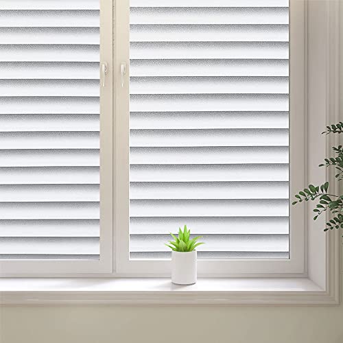 Blinds Pattern Window Film, Frosted Privacy Window Film, Vinyl Decorative Window Decals, Anti-UV Static Clings No-Glue Removable Window Sticker for Home (35.4 x 78.7 inch)