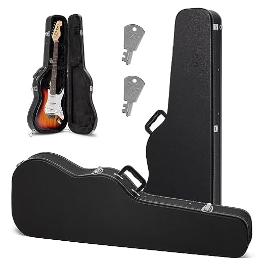 CAHAYA Funda rígida para guitarra eléctrica, 25 mm, acolchado resistente al agua, diseño PU fácil de limpiar, Líneas en blanco y negro, Maleta