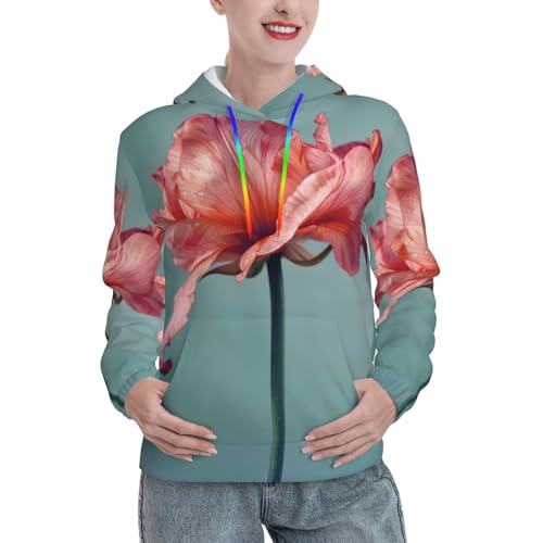 Sweat à capuche imprimé floral pour femme avec poche kangourou d'automne