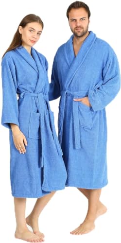 Image of HALLEY Luxury Bathrobe for Women & Men, Shawl Collar Spa Bath Robes Terry Cotton Ultra Soft Shower Robe with Pockets