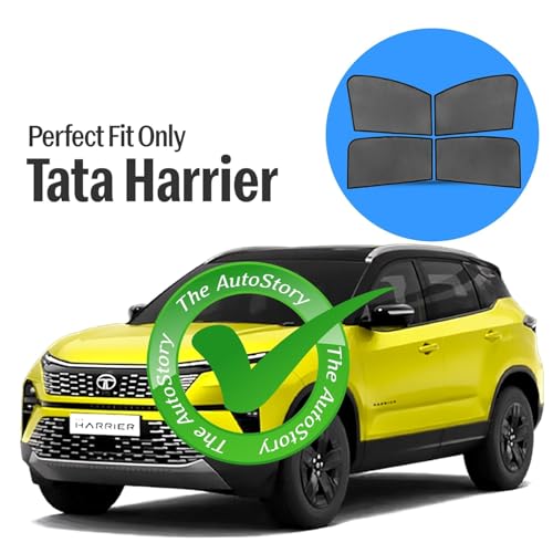 Image of AutoStory Custom Fit Black Mesh Car Sunshade for Tata Harrier | UV & Heat Protection Car Window Curtains | Privacy Car Sun Shade | Breathable Vehicle Specific Side Window Shades